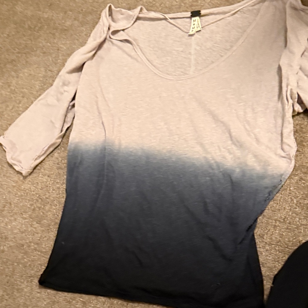 We The Free Gradient Long Sleeve Top - Gray and Blue